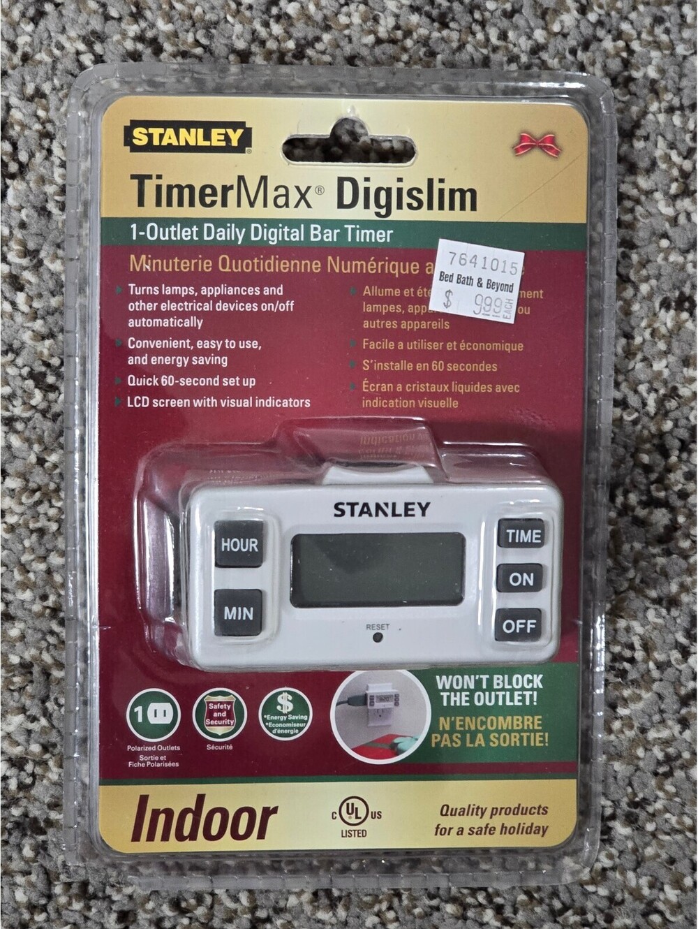 Stanley TimerMax Digislim 1-Outlet Daily Digital Bar Timer Indoor